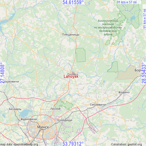 Lahoysk on map
