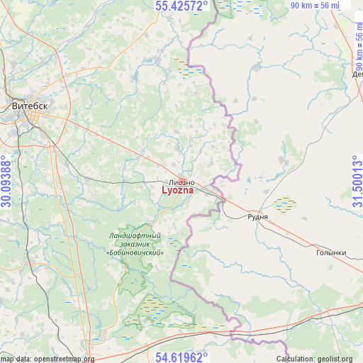 Lyozna on map