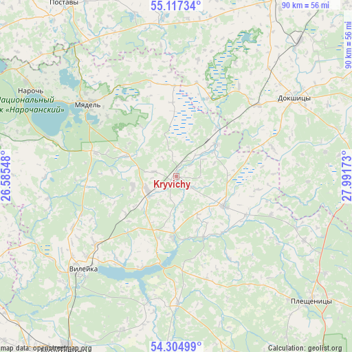 Kryvichy on map