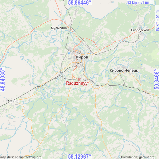 Raduzhnyy on map