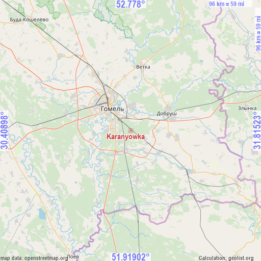 Karanyowka on map