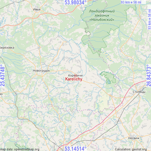 Karelichy on map