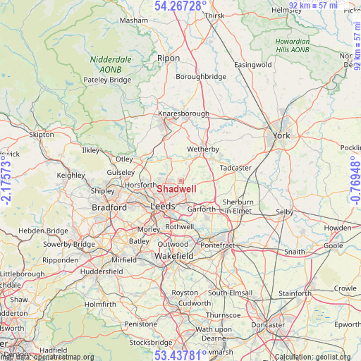 Shadwell on map