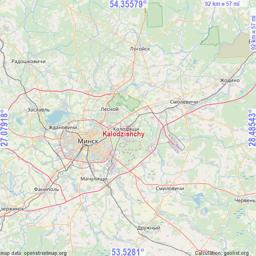 Kalodzishchy on map
