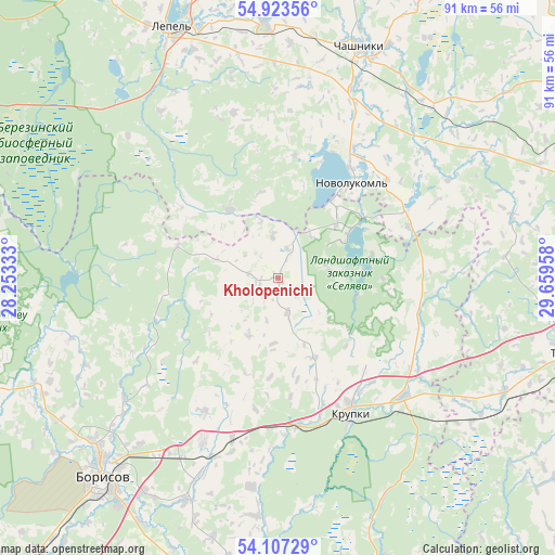 Kholopenichi on map