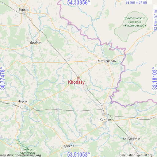 Khodasy on map
