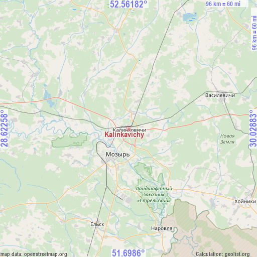 Kalinkavichy on map