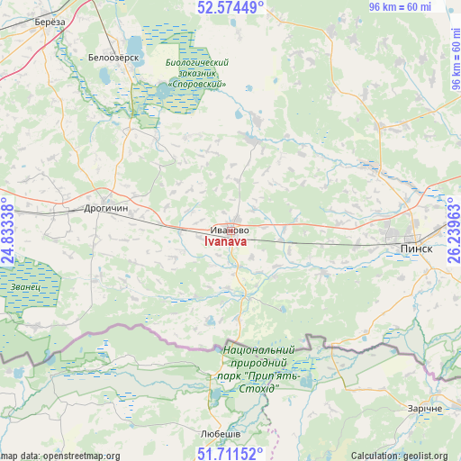 Ivanava on map