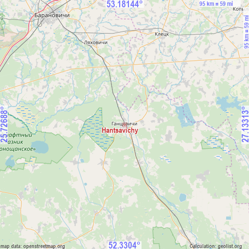 Hantsavichy on map
