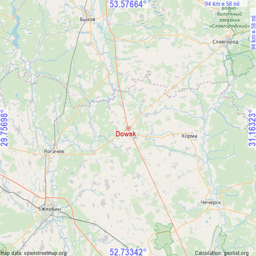 Dowsk on map