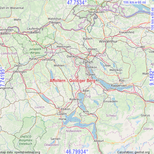 Affoltern / Goldiger Berg on map