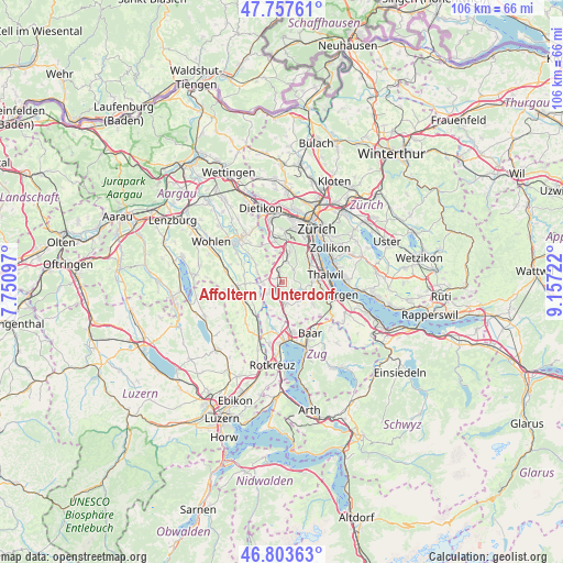 Affoltern / Unterdorf on map