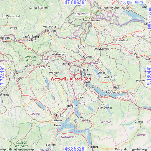 Wettswil / Ausser-Dorf on map