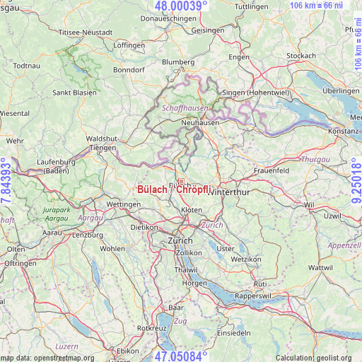 Bülach / Chröpfli on map