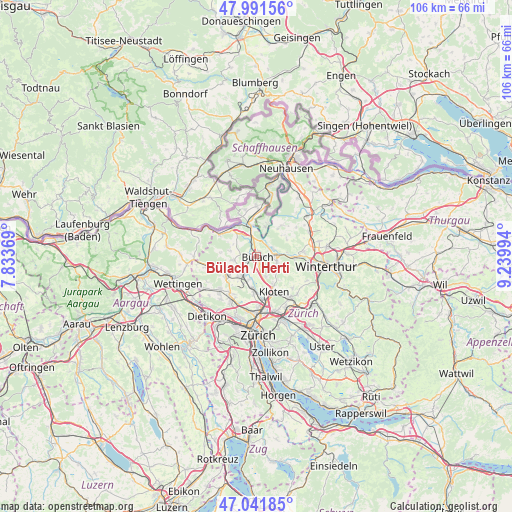 Bülach / Herti on map