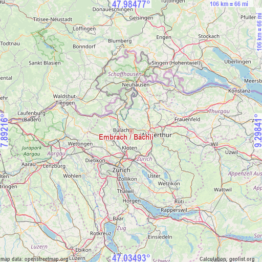 Embrach / Bächli on map