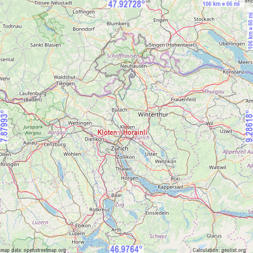 Kloten / Horainli on map