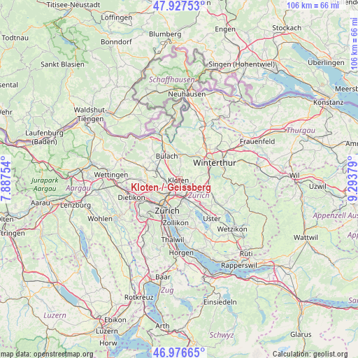 Kloten / Geissberg on map