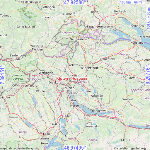 Kloten / Hostrass on map