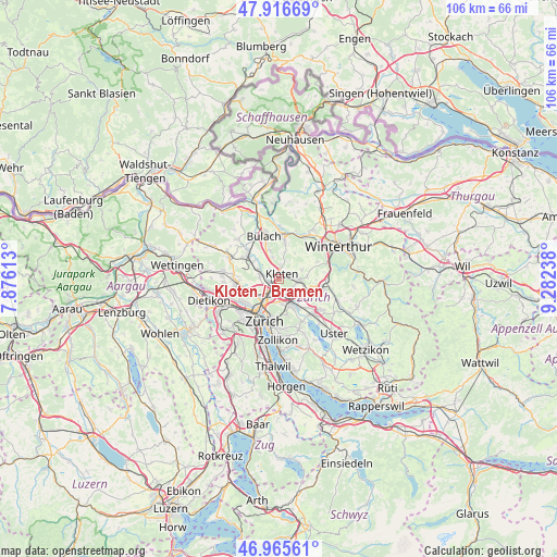 Kloten / Bramen on map