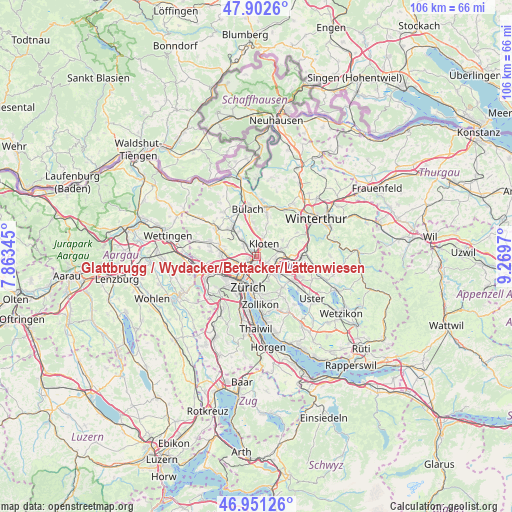 Glattbrugg / Wydacker/Bettacker/Lättenwiesen on map
