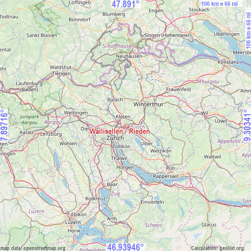 Wallisellen / Rieden on map