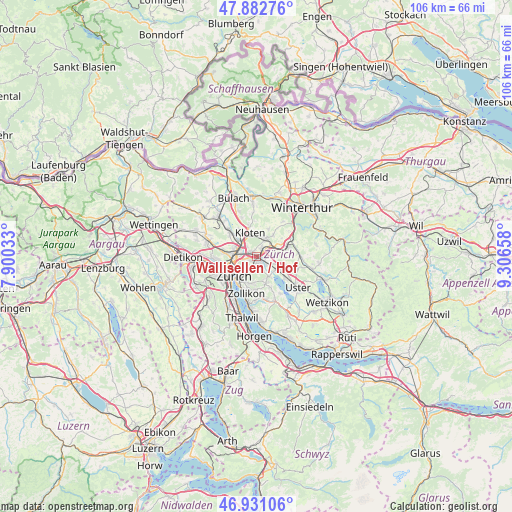 Wallisellen / Hof on map