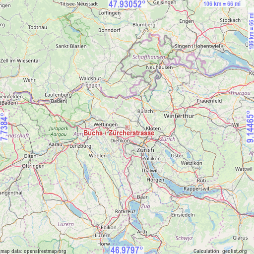 Buchs / Zürcherstrasse on map