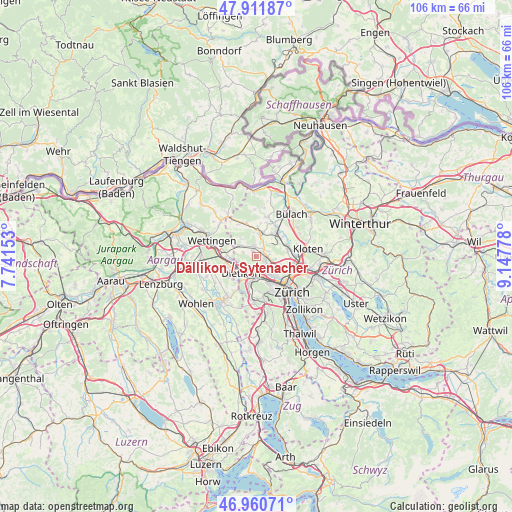 Dällikon / Sytenacher on map