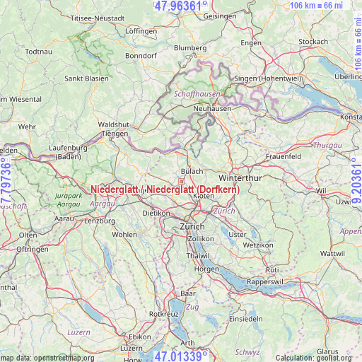 Niederglatt / Niederglatt (Dorfkern) on map