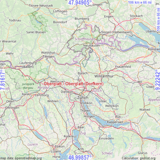 Oberglatt / Oberglatt (Dorfkern) on map