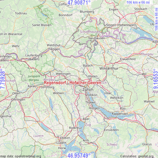 Regensdorf / Hofacher-Geeren on map