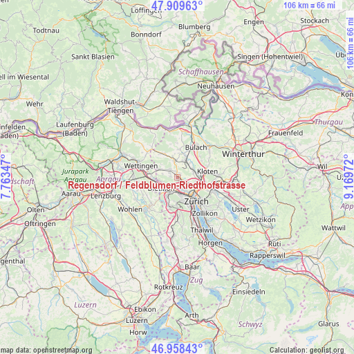 Regensdorf / Feldblumen-Riedthofstrasse on map