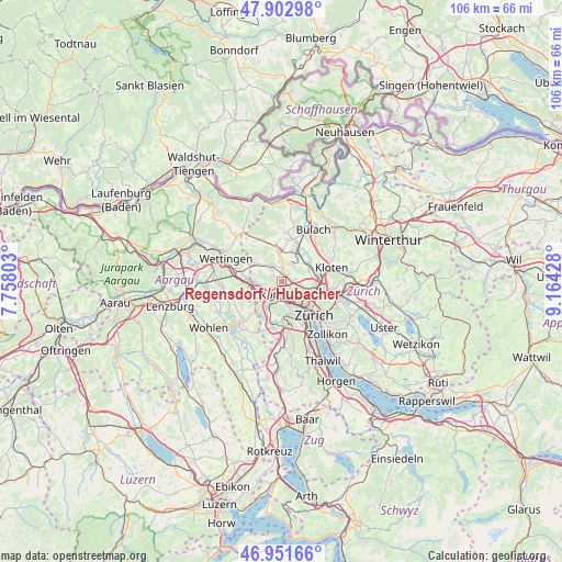Regensdorf / Hubacher on map