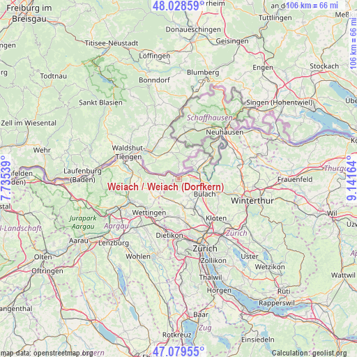 Weiach / Weiach (Dorfkern) on map