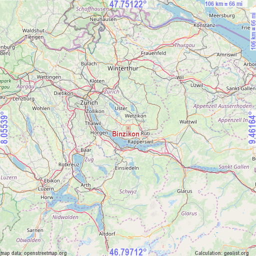 Binzikon on map