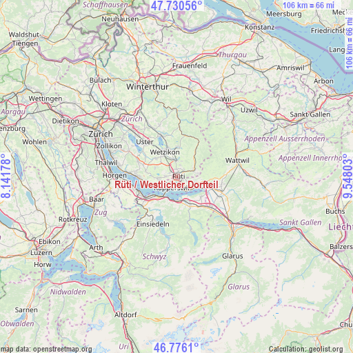 Rüti / Westlicher Dorfteil on map