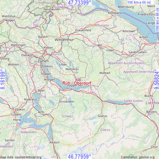 Rüti / Oberdorf on map