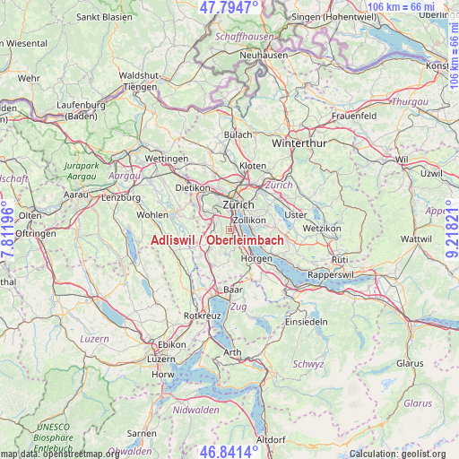 Adliswil / Oberleimbach on map