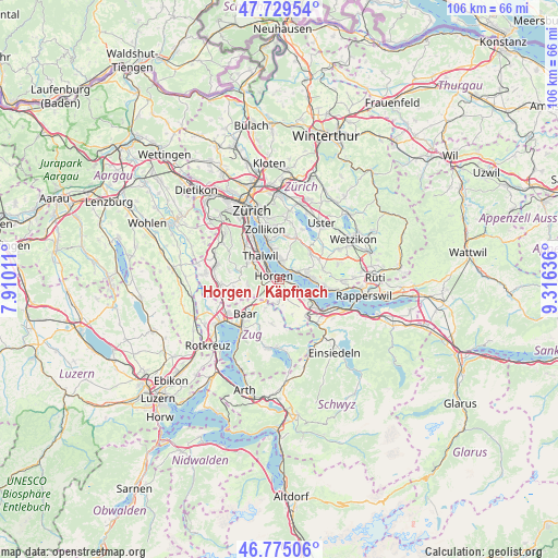 Horgen / Käpfnach on map