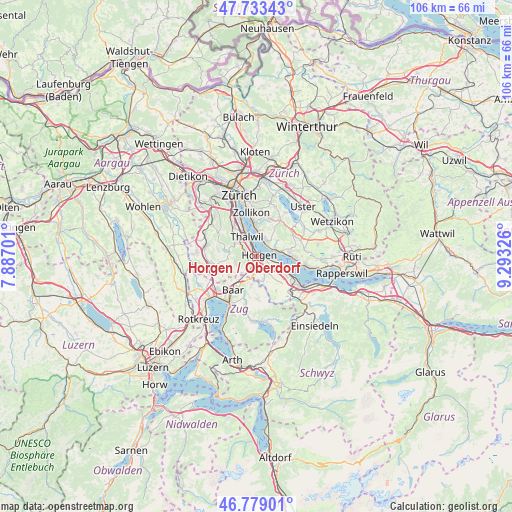 Horgen / Oberdorf on map