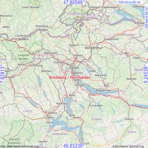 Kilchberg / Hornhalden on map
