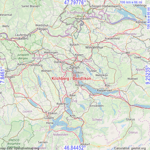 Kilchberg / Bendlikon on map