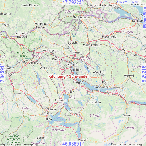 Kilchberg / Schwanden on map