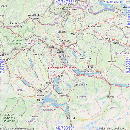 Oberrieden / Mitte on map