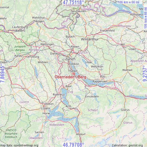 Oberrieden / Berg on map