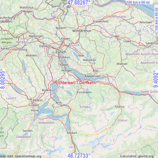 Richterswil / Dorfkern on map