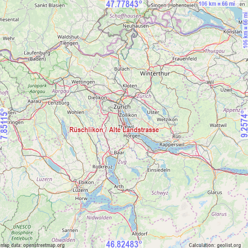 Rüschlikon / Alte Landstrasse on map