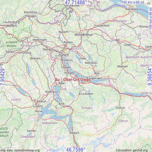 Au / Ober-Ort/Gwad on map