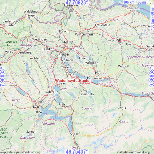 Wädenswil / Büelen on map